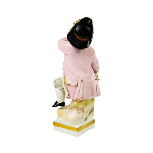 381 - A pair of Meissen porcelain figures of child vintners. Height 10cm. (2) The girl has glued repairs o... 