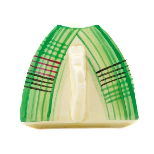 384 - A Clarice Cliff Tartan (green) pattern daffodil shape toast rack. Wilkinson Ltd marks, height 5cm. A... 