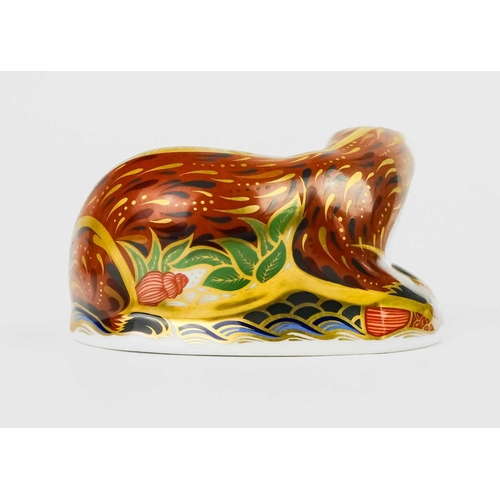 398 - Four Royal Crown Derby paperweights. Comprising 'Otter', 'Platinum Arctic Fox', 'Fountain Frog' and ... 