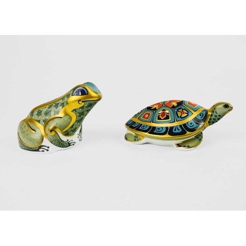 398 - Four Royal Crown Derby paperweights. Comprising 'Otter', 'Platinum Arctic Fox', 'Fountain Frog' and ... 