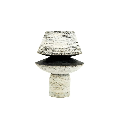 426 - Dameon LYNN (XX-XXI) A stoneware stem vase, height 26cm and a similar squat vase both with impressed... 