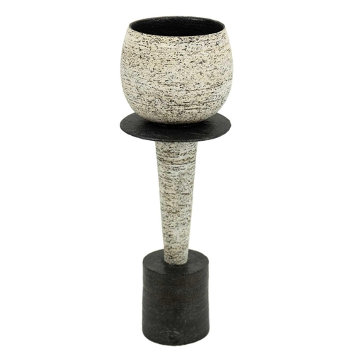 426 - Dameon LYNN (XX-XXI) A stoneware stem vase, height 26cm and a similar squat vase both with impressed... 