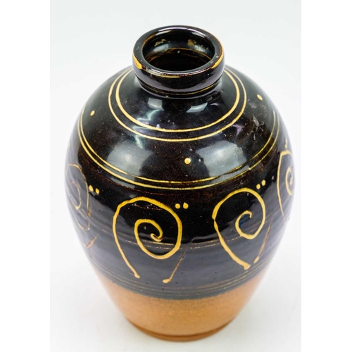 438 - A studio pottery vase. Ceramic. Seal to base, height 26cm.