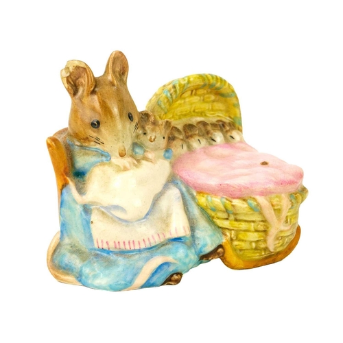 440 - Seven Beswick Beatrix Potter figures with gold backstamps. Comprising 'Lady Mouse', 'Hunca Munca', '... 