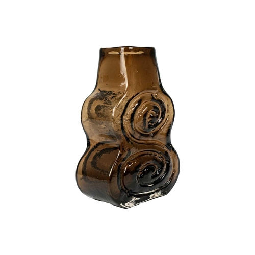 455 - A Whitefriars textured glass Cello vase. Designed circa 1967 by Geoffery Baxter cinnamon coloured, h... 