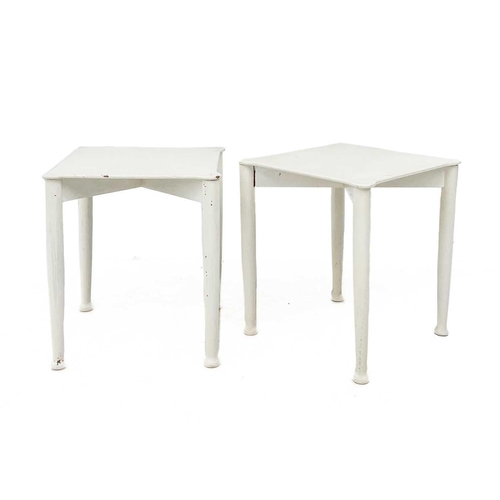 465 - A pair of painted Hvidt & Molgaard for Portex Fritz Hansen beech side tables. Height 45cm width 40cm... 