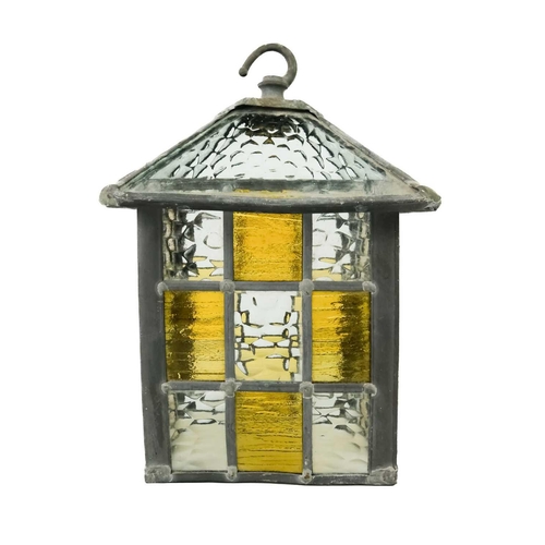 478 - A small stained glass hanging lantern. Height 23cm.