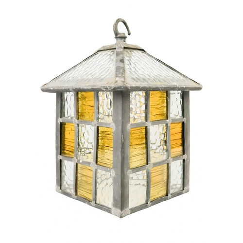 478 - A small stained glass hanging lantern. Height 23cm.