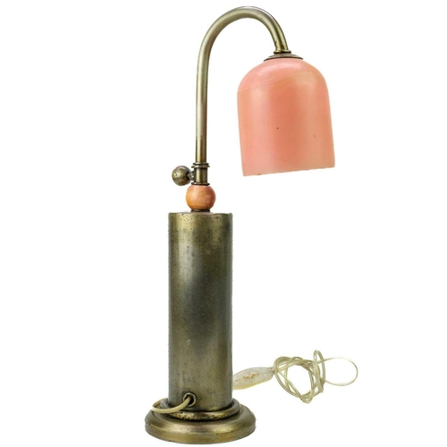 492 - A pair of steel Industrial style table lamps. With acrylic shades, height 48cm.