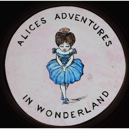 5 - Magic Lantern Slides, Hand painted. Alice's Adventures in Wonderland & Through the Looking Glass. Af... 