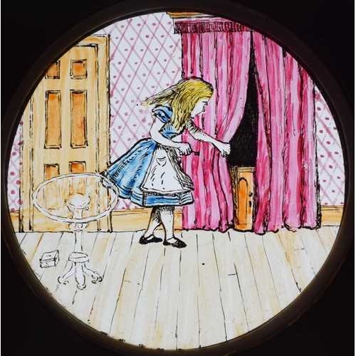 5 - Magic Lantern Slides, Hand painted. Alice's Adventures in Wonderland & Through the Looking Glass. Af... 