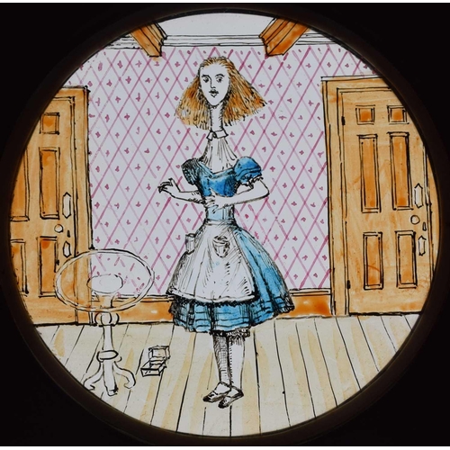 5 - Magic Lantern Slides, Hand painted. Alice's Adventures in Wonderland & Through the Looking Glass. Af... 