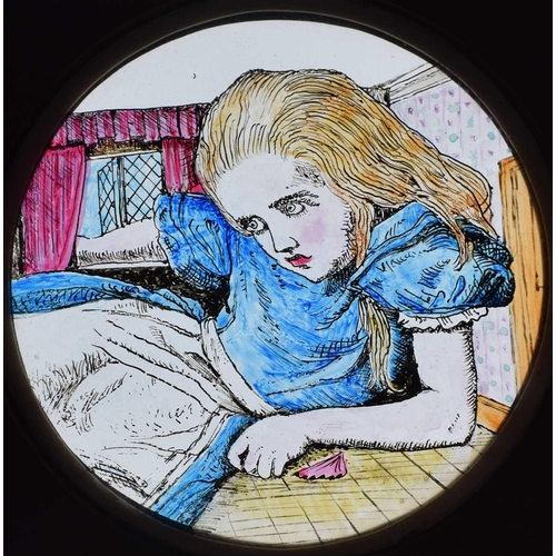 5 - Magic Lantern Slides, Hand painted. Alice's Adventures in Wonderland & Through the Looking Glass. Af... 