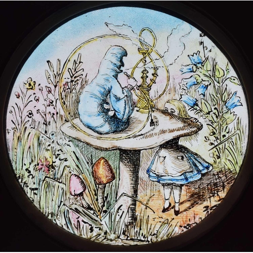 5 - Magic Lantern Slides, Hand painted. Alice's Adventures in Wonderland & Through the Looking Glass. Af... 