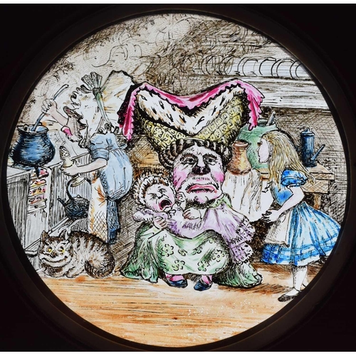 5 - Magic Lantern Slides, Hand painted. Alice's Adventures in Wonderland & Through the Looking Glass. Af... 