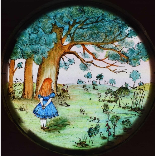 5 - Magic Lantern Slides, Hand painted. Alice's Adventures in Wonderland & Through the Looking Glass. Af... 