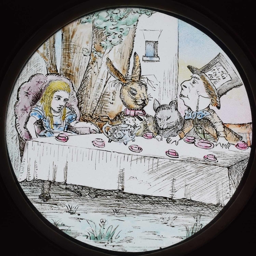 5 - Magic Lantern Slides, Hand painted. Alice's Adventures in Wonderland & Through the Looking Glass. Af... 