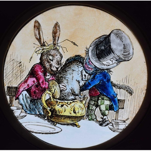 5 - Magic Lantern Slides, Hand painted. Alice's Adventures in Wonderland & Through the Looking Glass. Af... 