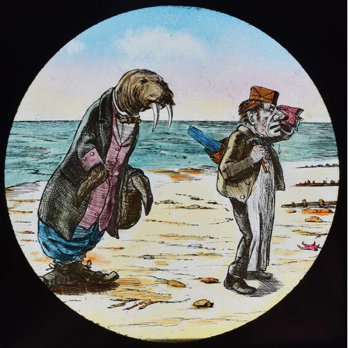 5 - Magic Lantern Slides, Hand painted. Alice's Adventures in Wonderland & Through the Looking Glass. Af... 