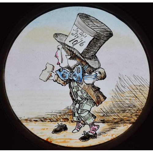 5 - Magic Lantern Slides, Hand painted. Alice's Adventures in Wonderland & Through the Looking Glass. Af... 