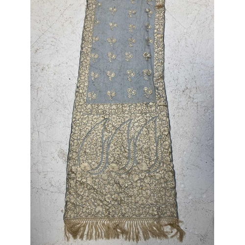 512 - A fine late Victorian lace and embroidered scarf. Together with another fine lace embroidered scarf.... 