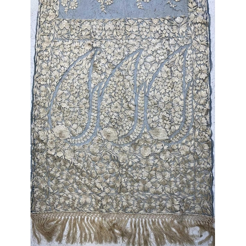 512 - A fine late Victorian lace and embroidered scarf. Together with another fine lace embroidered scarf.... 