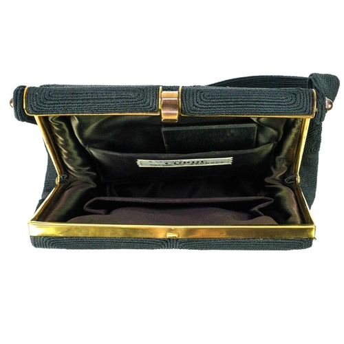 514 - A collection of ladies evening bags. Comprising a 1940s 'Corde' black cord handbag, 17.5cm x 19cm (e... 