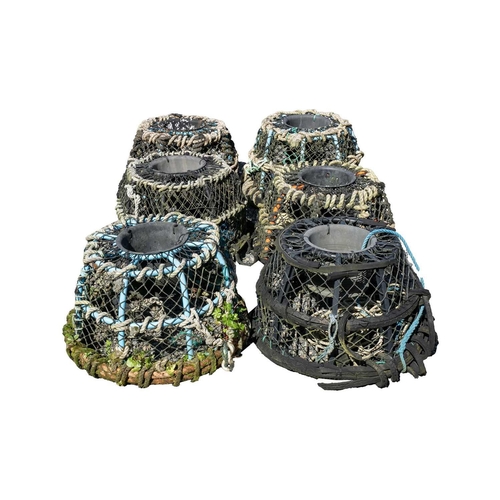 552 - Six inkwell shape crab/lobster pots. Each approximately 70cm in diameter.