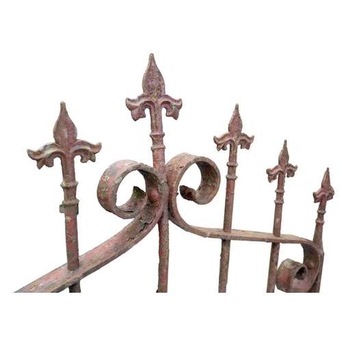 555 - A 19th century wrought and cast iron pedestrian gate. With two rows of fleur de lys finials. Maximum... 