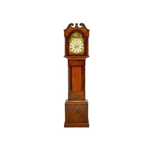 573 - A 19th century mahogany eight-day longcase clock. The arched painted dial signed Benham Collumpton (... 