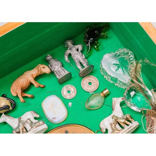 58 - An assortment of collectibles and sundry. Including a German porcelain head doll, a turned bone whis... 