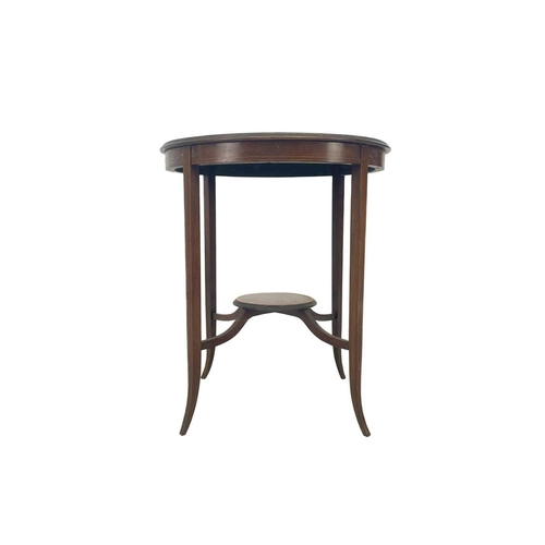 590 - An Edwardian mahogany satinwood crossbanded and boxwood strung inlaid circular occasional table. Rai... 