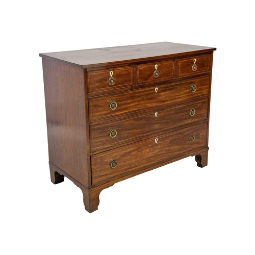 604 - A 19th century mahogany and boxwood strung chest of drawers With three short and three long drawers ... 