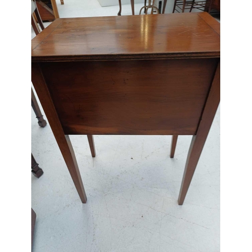 615 - A pair of Georgian style yew veneered bedside tables. Late 20th century, each fitted two drawers, on... 