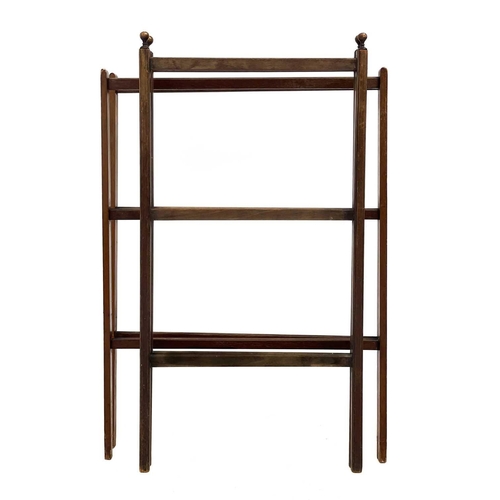 629 - A late Victorian mahogany folding towel rail. With turned ball finials, height 90cm width 45.5cm, to... 