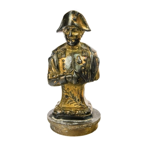 64 - A brass car mascot of Napoleon Bonaparte. The base threaded as a radiator cap, height 11.5cm