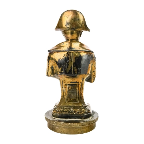 64 - A brass car mascot of Napoleon Bonaparte. The base threaded as a radiator cap, height 11.5cm