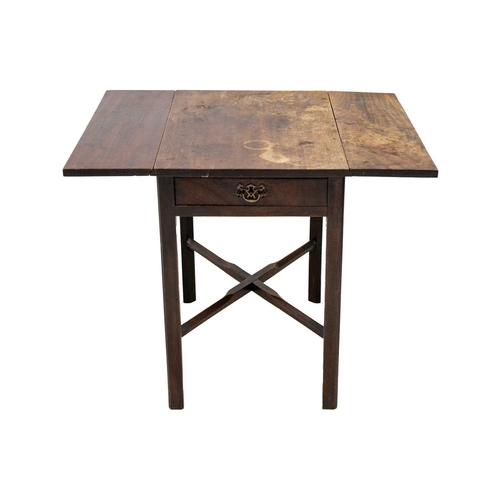 643 - An early George III mahogany Pembroke table. Fitted an end drawer, on moulded square legs and an X s... 