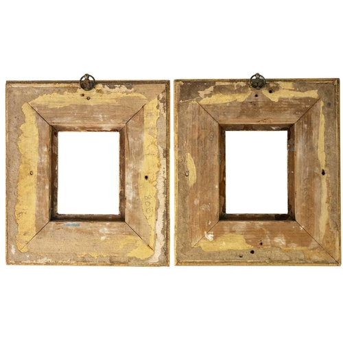 65 - A pair of Victorian gilt gesso rectangular frames. The angles with applied shells, 23.5X20.5 overall... 