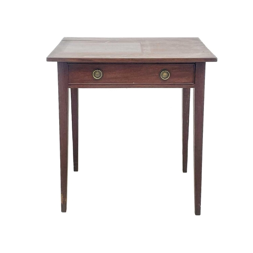 653 - A 19th century mahogany side table. Fitted a single drawer and raised on square taper legs, height 7... 