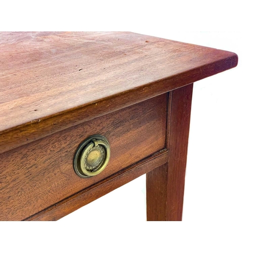 653 - A 19th century mahogany side table. Fitted a single drawer and raised on square taper legs, height 7... 