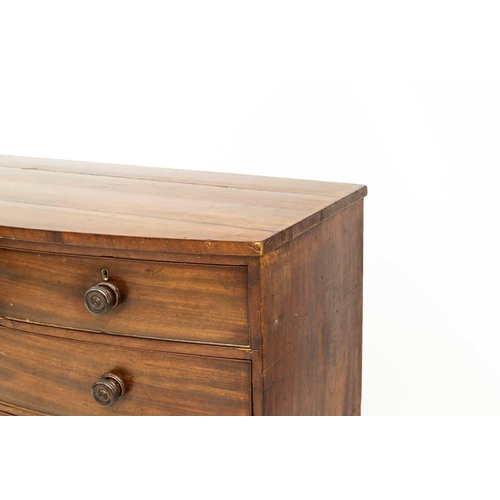 657 - A 19th century mahogany bow fronted chest of drawers. With two short and three long drawers raised o... 