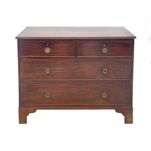 660 - A 19th century mahogany chest of drawers. With two short and two long drawers raised on bracket feet... 