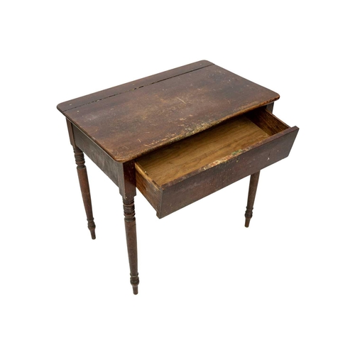 667 - A Victorian mahogany side table. With a single drawer on turned supports Height 74cm together with a... 