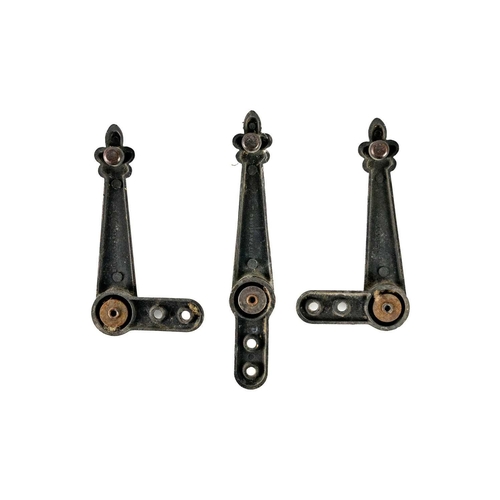 76 - A set of twenty-four early 20th century copper plated stair carpet grips of fleur-de-lys design. Wit... 