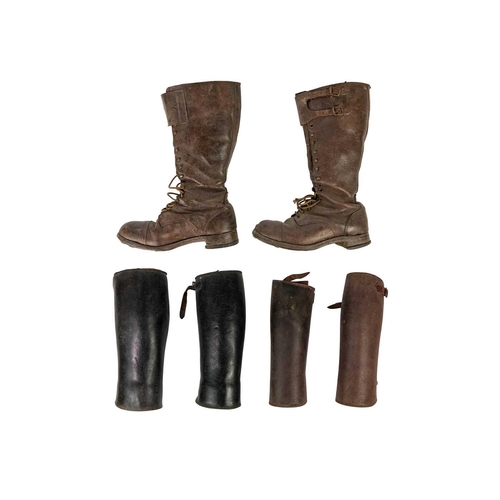 88 - A pair of early tan leather motorcycling boots. Stamped in gilt The Regent Motor Cyclist, and furthe... 