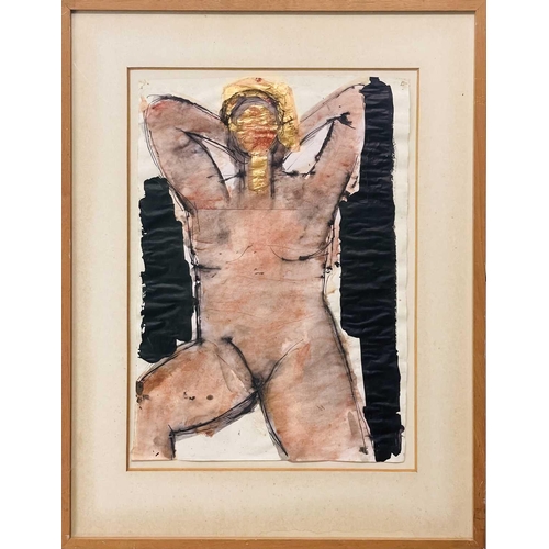 112 - John EMANUEL (1930) Standing Nude Mixed media on paper, 50 x 35cm. 71 x 55cm framed. Montpelier Stud... 