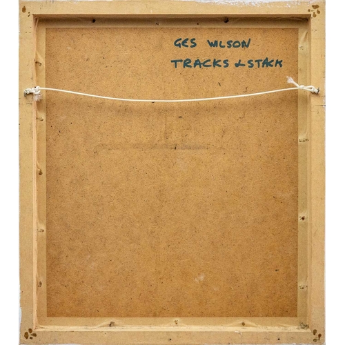 113 - Ges WILSON (1954) Tracks And Stack Oil on paper, initialled, signed and titled verso, 21.5cm x 18cm,... 