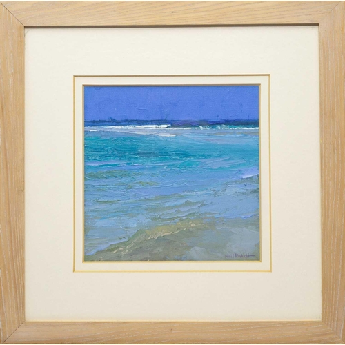 116 - Neil PINKETT (1958) Clear Waters Porthcurno Oil on board, signed, 24 x 24cm, 48 x 48cm framed.