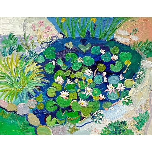 131 - Fred YATES (1922-2008) Lily Pond, Marazion Oil on canvas, signed, 50 x 64.5cm, 72 x 88cm framed.